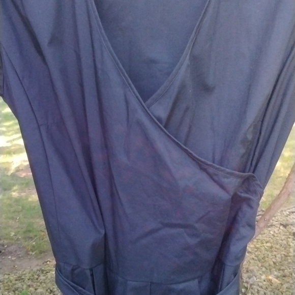 ALFANI Women's Deep Black Cap-Sleeve Wrap Knee-Length Dress, 69% cotton, SZ 10 - Picture 2 of 9